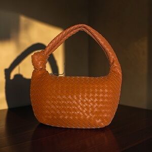 Woven Shoulder Bag in Burnt Orange